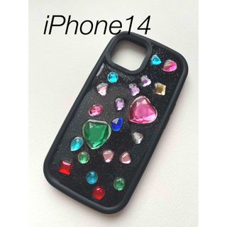 iPhone14マルチカラーキラキラかわいいアイフォンケースブラックラメ新品(iPhoneケース)