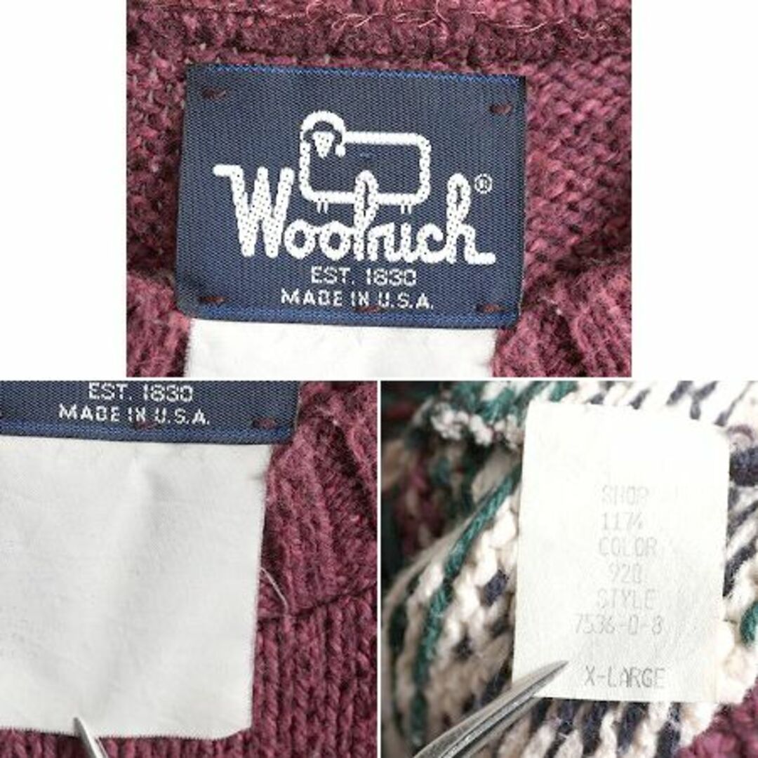 WOOLRICH(ウールリッチ)の80s USA製 ウールリッチ ノルディック ニット セーター メンズ XL / 80年代 ヴィンテージ Woolrich 紺タグ 総柄 大きいサイズ クルーネック メンズのトップス(ニット/セーター)の商品写真