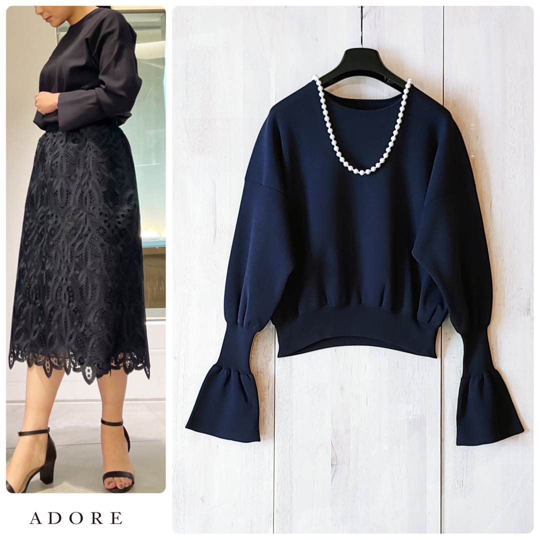 ADORE(アドーア)の◆幻◆ 春物美品　定価4万円 ADORE VERY掲載　ダブルニットプルオーバー レディースのトップス(ニット/セーター)の商品写真