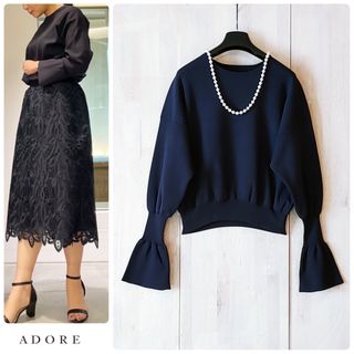 アドーア(ADORE)の◆幻◆ 春物美品　定価4万円 ADORE VERY掲載　ダブルニットプルオーバー(ニット/セーター)