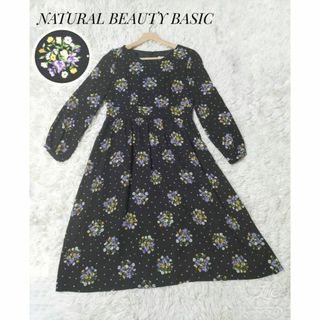 ナチュラルビューティーベーシック(NATURAL BEAUTY BASIC)のNATURAL BEAUTY BASIC ワンピース 　S　 ボタニカル　春夏(ひざ丈ワンピース)