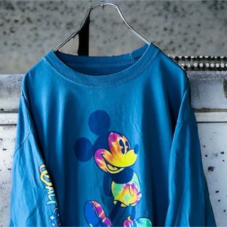 ディズニー(Disney)の【希少】ディズニーxヘインズ コラボ ミッキーマウス ビックロゴ コットン長T (Tシャツ/カットソー(七分/長袖))