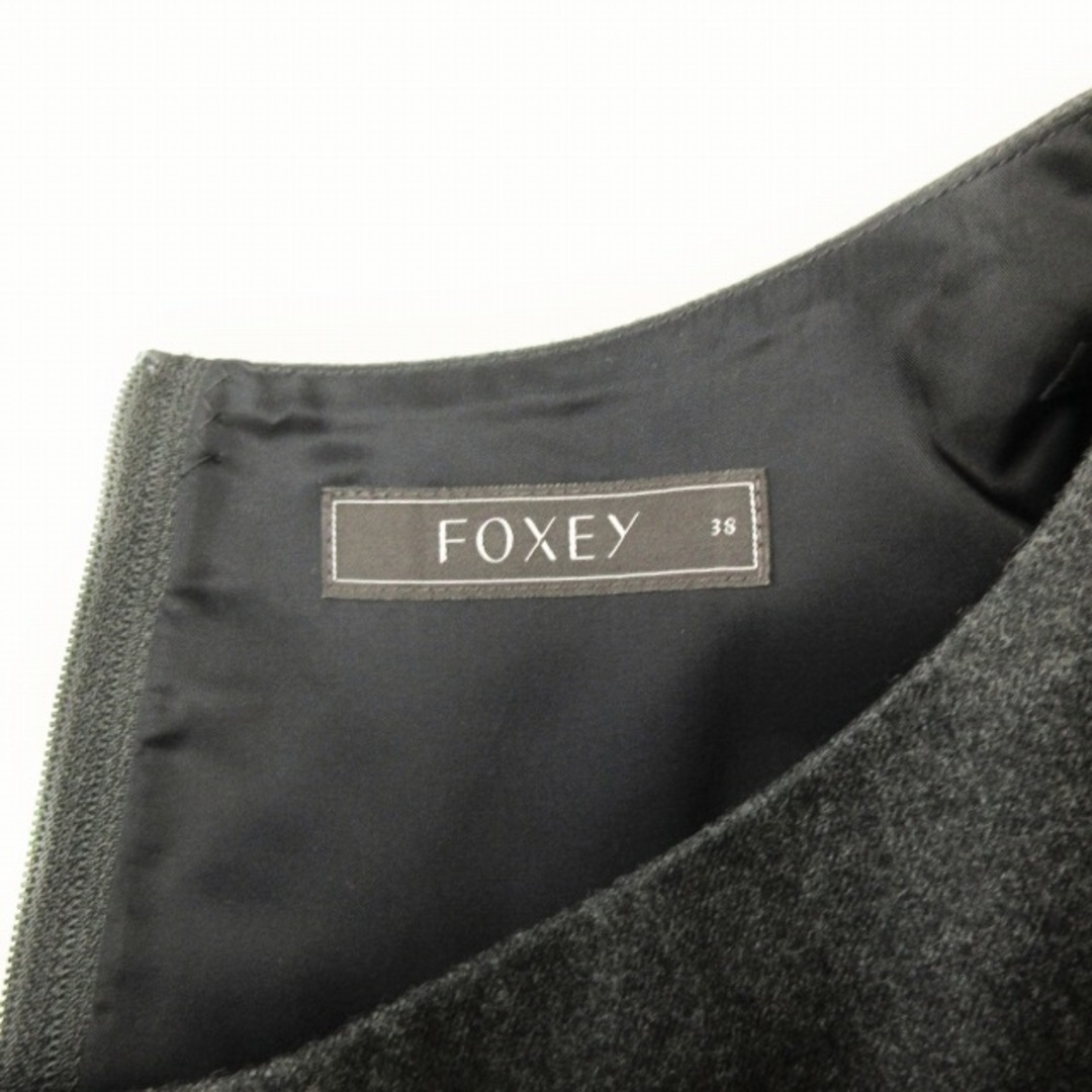 FOXEY(フォクシー)のフォクシー タイトワンピース ドレス ミニ丈 ウール 刺繍 グレー 38 レディースのワンピース(ひざ丈ワンピース)の商品写真