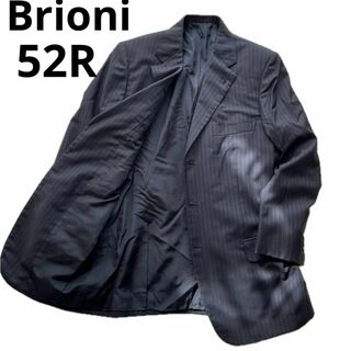 ブリオーニ(Brioni)の高級 Brioni テーラードジャケット 黒 ストライプ 3ボタン イタリア製(スーツジャケット)