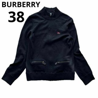 バーバリーブルーレーベル(BURBERRY BLUE LABEL)のBURBERRY ニット セーター フルジップ ブラック ハイネック 38 M(ニット/セーター)