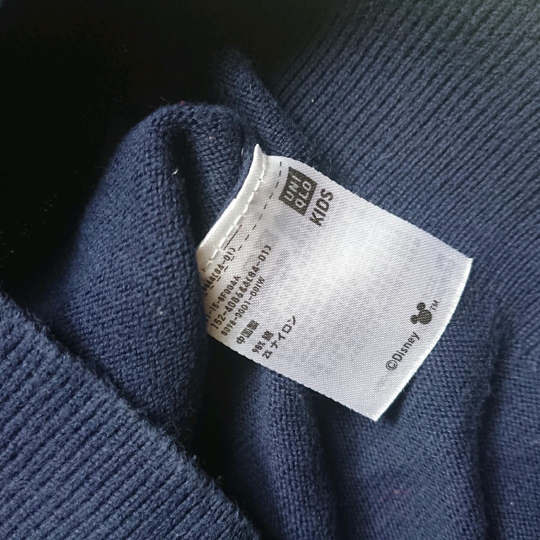 UNIQLO(ユニクロ)のユニクロ 110 ミッキー セーター カーディガン ネイビー トップス キッズ/ベビー/マタニティのキッズ服男の子用(90cm~)(ニット)の商品写真