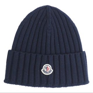 モンクレール(MONCLER)のMONCLER ロゴ パッチ ウールビーニー(ニット帽/ビーニー)