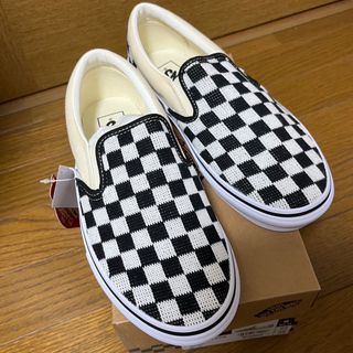 VANS バンズ　スリッポン　スニーカー　チェッカー　ブラック　ホワイト　ニット(スニーカー)