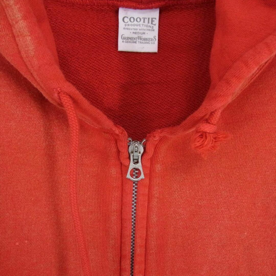 COOTIE(クーティー)のCOOTIE クーティー Vintage Zip Parka ペイント加工 ジップ パーカー レッド系 M【中古】 メンズのトップス(パーカー)の商品写真