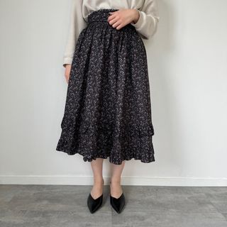 ガニーサックス(GUNNE SAX)の古着 70年代 ガンネサックス GUNNE SAX GUNNIES ガニーズ 花柄 ロング ギャザースカート レディースM ヴィンテージ /evb004518(ロングスカート)