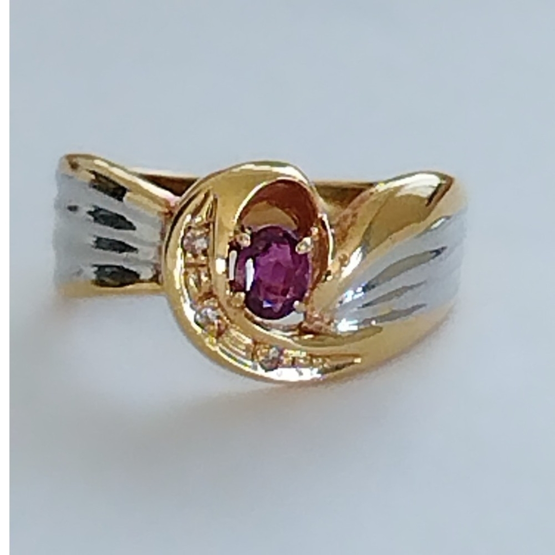 １１号 k18/pt900ダイヤモンドルビーリング レディースのアクセサリー(リング(指輪))の商品写真