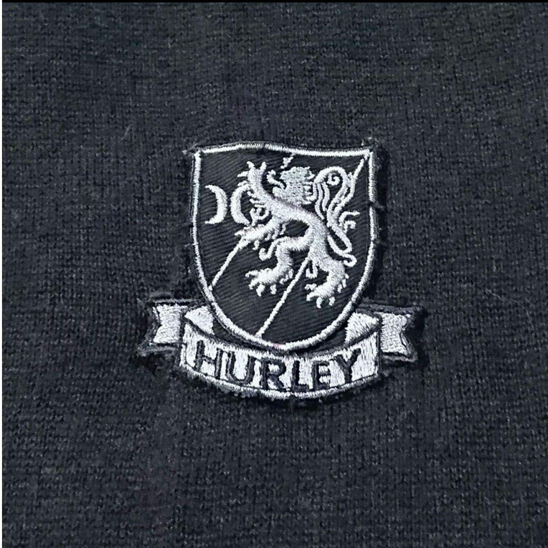 Hurley(ハーレー)のメンズM Hurley 袖ワッペン ボーダー ニット ハーレー ワンポイント 黒 メンズのトップス(ニット/セーター)の商品写真