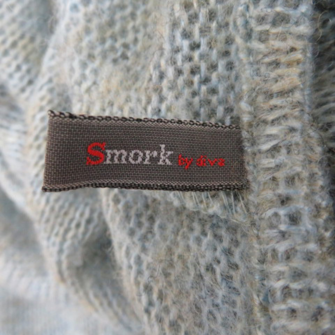 Smork(スモーク)のスモーク チュニック ニット カットソー 半袖 Vネック 無地 ライトブルー レディースのトップス(チュニック)の商品写真