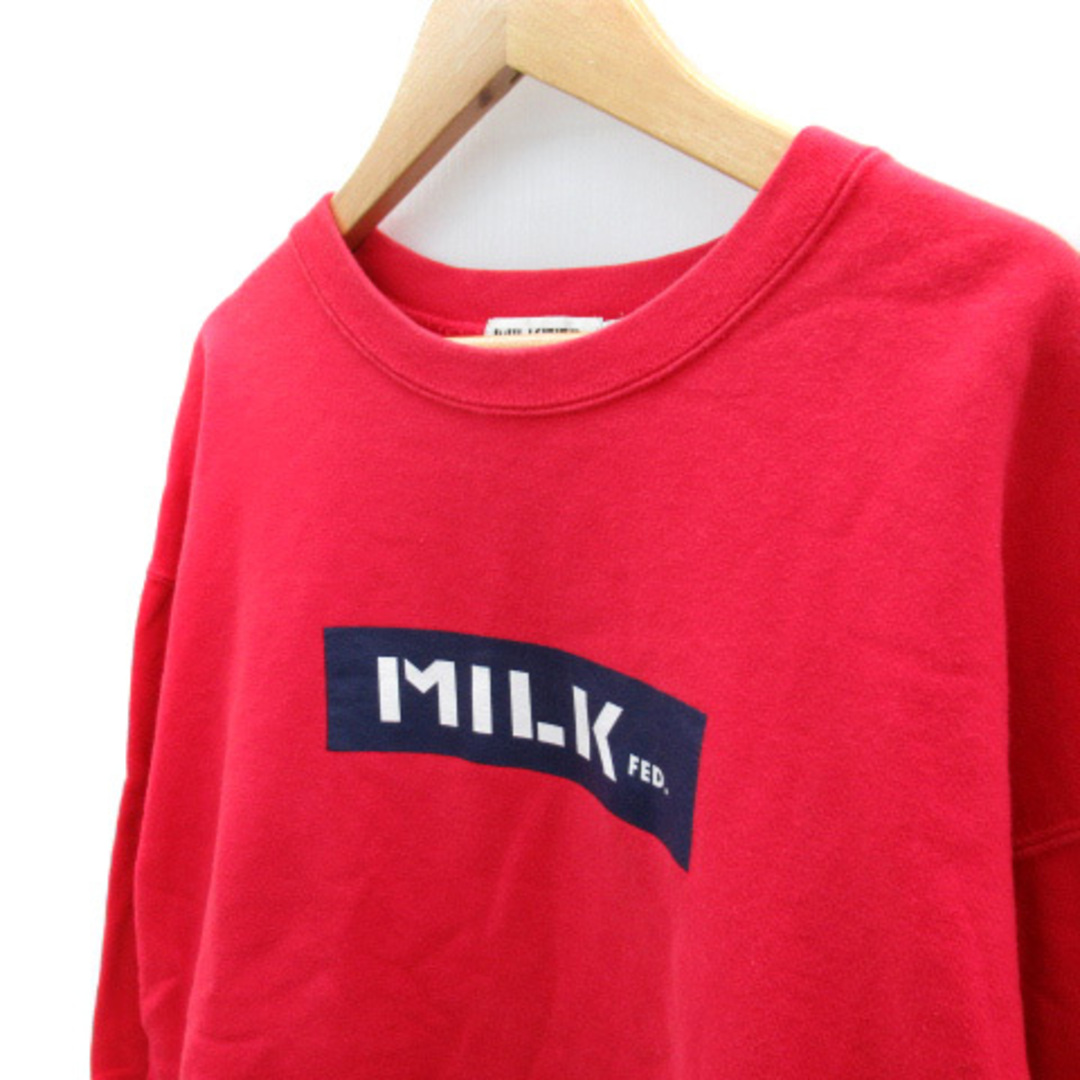 MILKFED.(ミルクフェド)のミルクフェド トレーナー スウェット ロゴプリント オーバーサイズ ONE 赤 レディースのトップス(トレーナー/スウェット)の商品写真