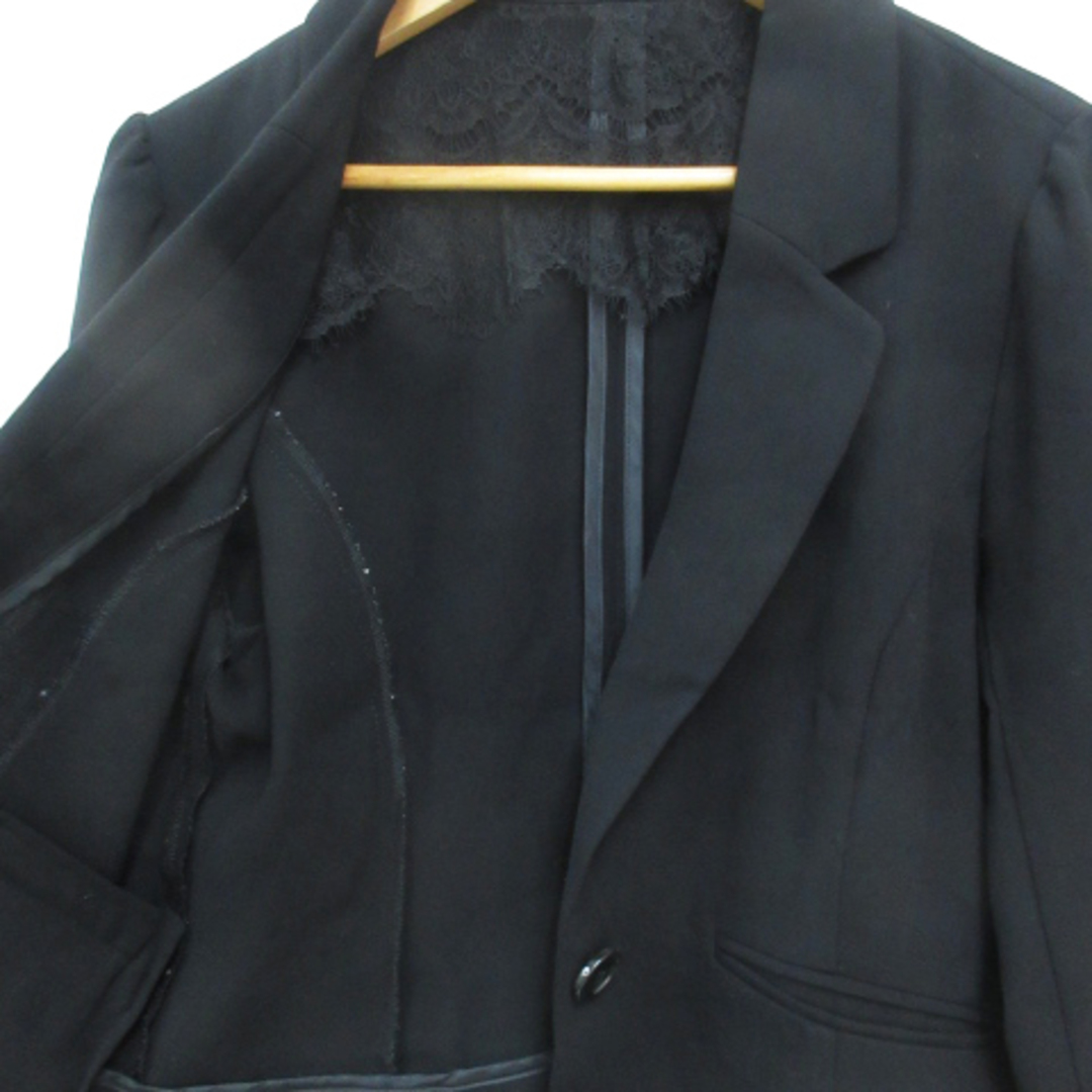 Peyton Place(ペイトンプレイス)のペイトンプレイス テーラードジャケット ミドル丈 シングルボタン レース M 黒 レディースのジャケット/アウター(その他)の商品写真