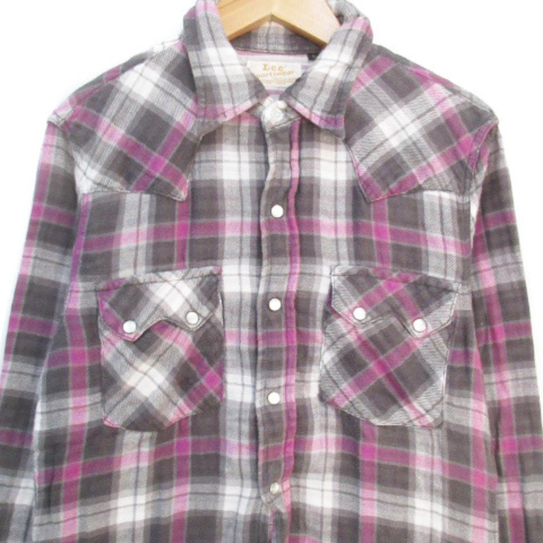 Lee(リー)のリー ウエスタンシャツ カジュアルシャツ 長袖 チェック柄 S グレー ピンク メンズのトップス(シャツ)の商品写真