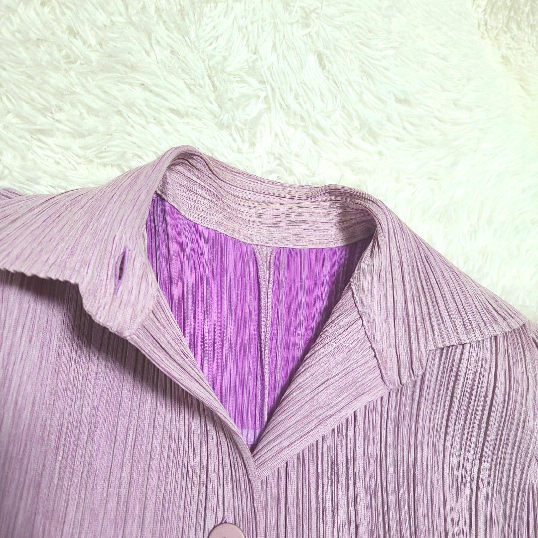 ISSEY MIYAKE(イッセイミヤケ)のPLEATS PLEASE ISSEY   ベルト付き ピンクパープル サイズ3 レディースのワンピース(ロングワンピース/マキシワンピース)の商品写真