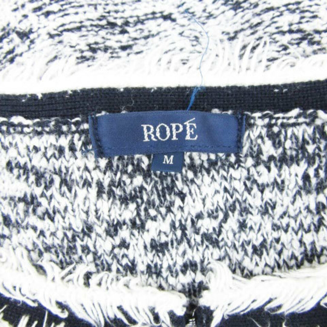 ROPE’(ロペ)のロペ ROPE カーディガン ミドル丈 七分袖 ウール混 M 白 黒 ■MO レディースのトップス(カーディガン)の商品写真