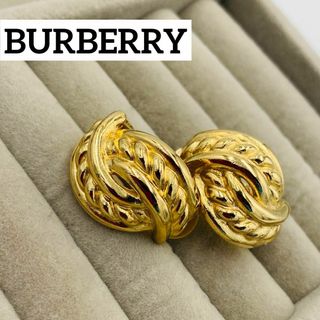 バーバリー(BURBERRY)の美品 ★BURBERRY★ イヤリング ロープ編み ツイスト ゴールド(イヤリング)