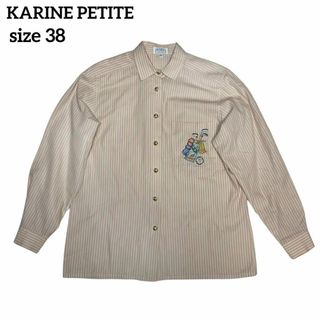 KARINE PETITE ストライプシャツ ゴルフ刺繍 ピンク 昭和レトロ(シャツ/ブラウス(長袖/七分))