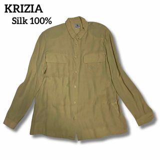 クリツィア(KRIZIA)のKRIZIA シルク100% 長袖シャツ 黄色 ヴィンテージ 昭和レトロ 40(シャツ/ブラウス(長袖/七分))