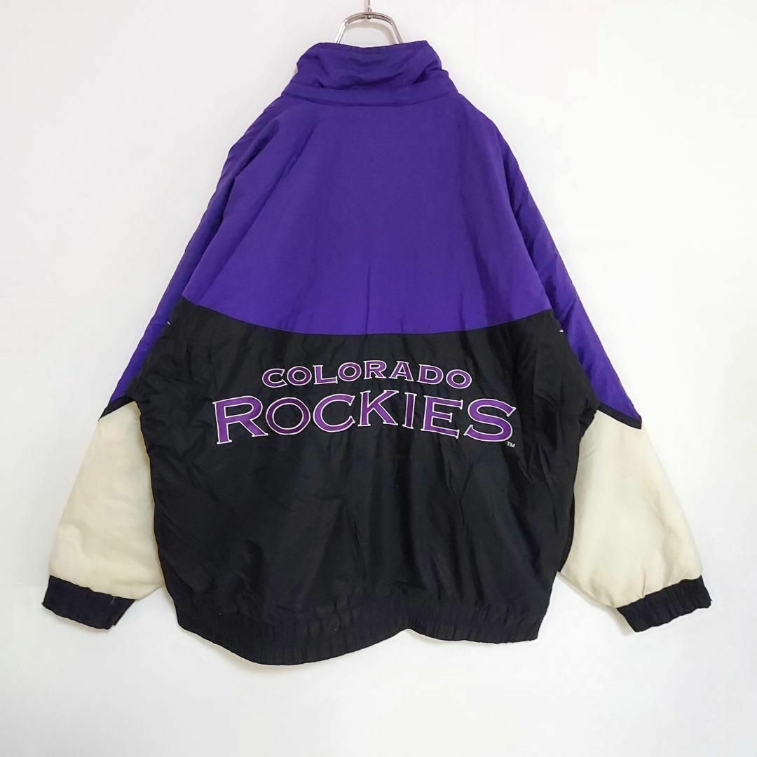 MLB - MLB ロッキーズ 中綿 ナイロンジャケット 90s L 黒 MLB - MLB ロッキーズ 中綿 ナイロンジャケット 90s L 黒