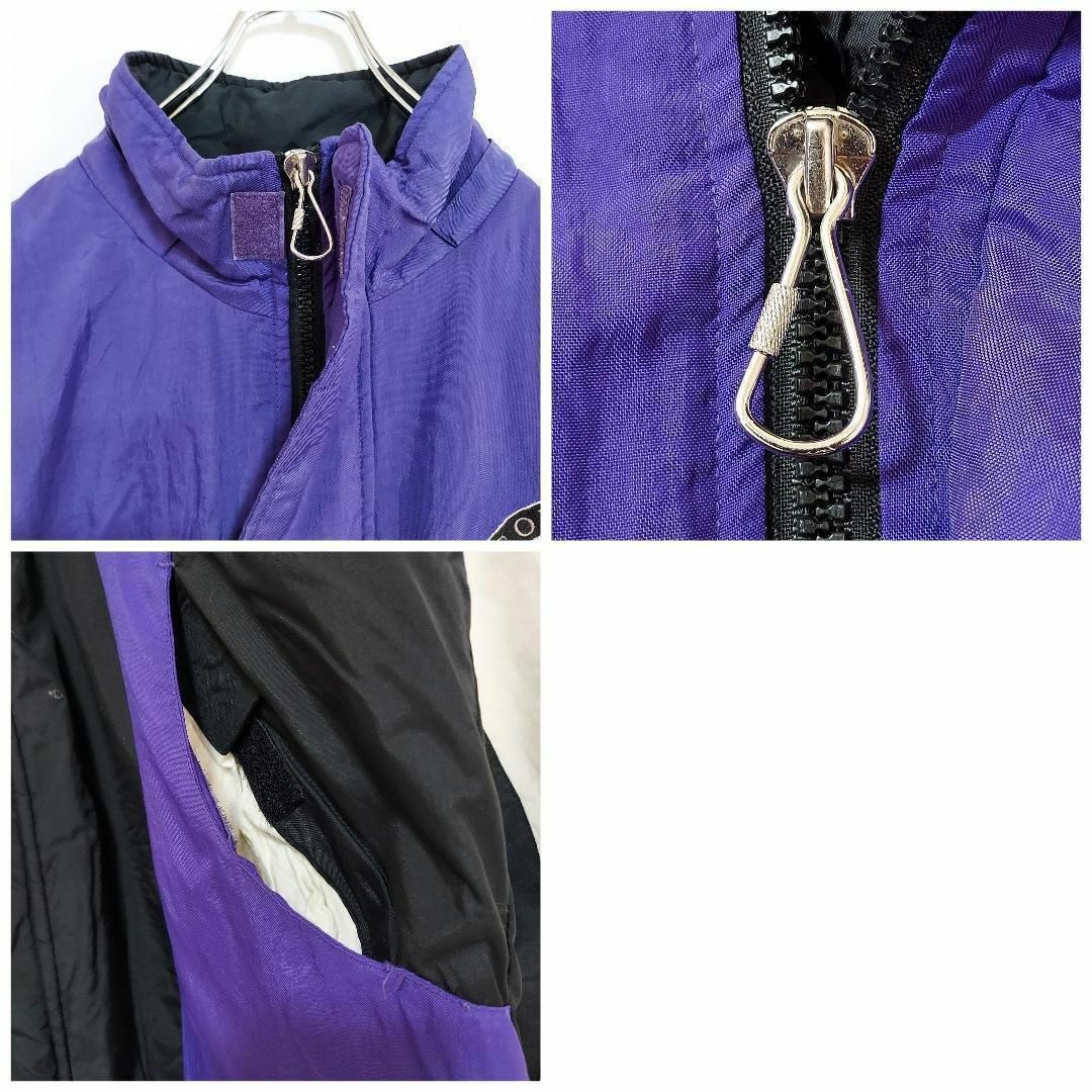 MLB(メジャーリーグベースボール)のMLB ロッキーズ 中綿 ナイロンジャケット 90s L 黒 ブラック 紫 刺繍 メンズのジャケット/アウター(ナイロンジャケット)の商品写真