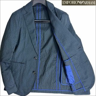 エンポリオアルマーニ(Emporio Armani)のJ3107新品 エンポリオアルマーニ シアサッカーテーラードジャケット 紺 46(テーラードジャケット)