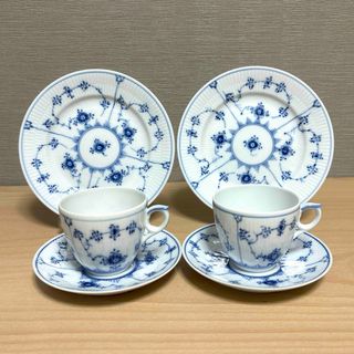 ロイヤルコペンハーゲン(ROYAL COPENHAGEN)のロイヤルコペンハーゲン ブルーフルーテッド カップ＆ソーサー＆プレート トリオ①(食器)