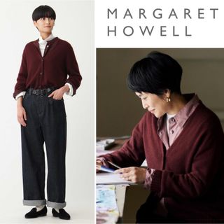 マーガレットハウエル(MARGARET HOWELL)のマーガレットハウエル 22AW 定価5.9万 美品 カシミヤコットンカーディガン(カーディガン)