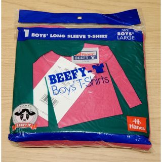 ヘインズ(Hanes)の【新品】ヘインズ BEEFY ボーイズ Lサイズ  綿100％  ディープピンク(Tシャツ/カットソー)