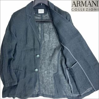 アルマーニ コレツィオーニ(ARMANI COLLEZIONI)のJ6379 美品 アルマーニコレッツォーニ リネンジャケット チャコール系 50(テーラードジャケット)