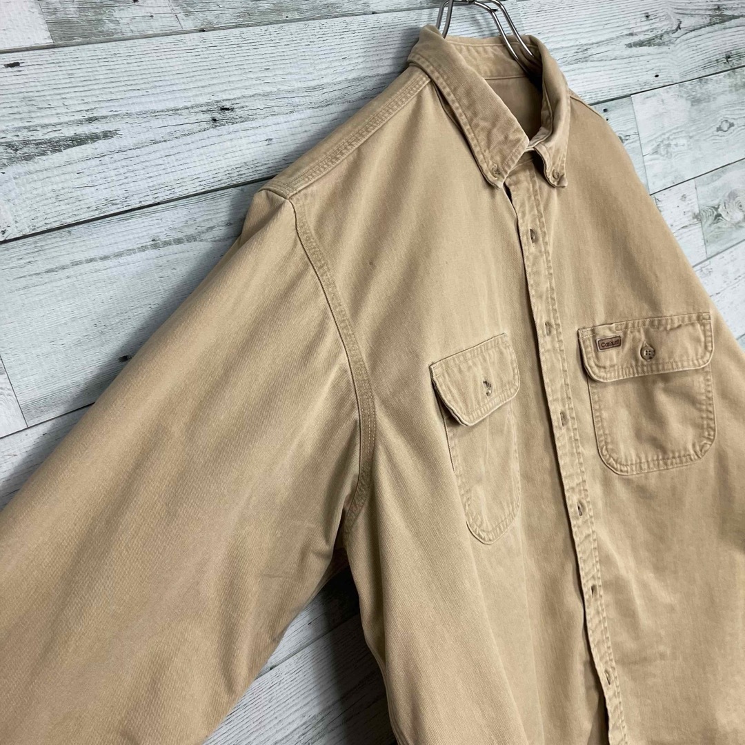 carhartt(カーハート)のカーハート 肉厚ヘビー レザーパッチ ダブルポケット フラップ 長袖ワークシャツ メンズのトップス(シャツ)の商品写真