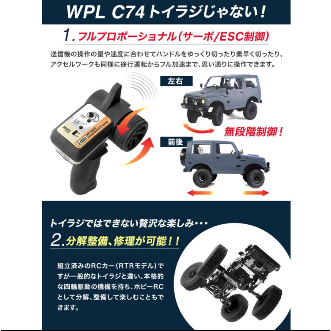 WPL JAPAN スズキ ジムニー 1/10 ラジコンカー  ブルーグレー エンタメ/ホビーのおもちゃ/ぬいぐるみ(ホビーラジコン)の商品写真
