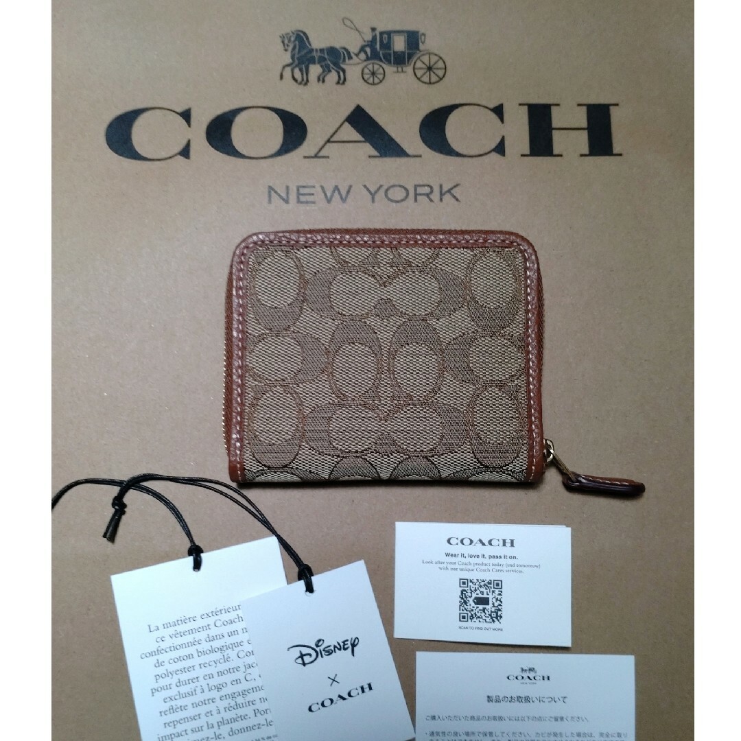 新品 DISNEY X COACH コラボ スモールジップアラウンドウォレット