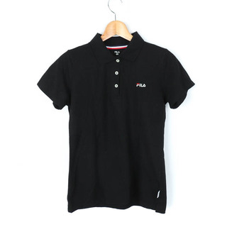 フィラ 半袖ポロシャツ ワンポイントロゴ ゴルフウエア レディース Lサイズ ブラック FILA