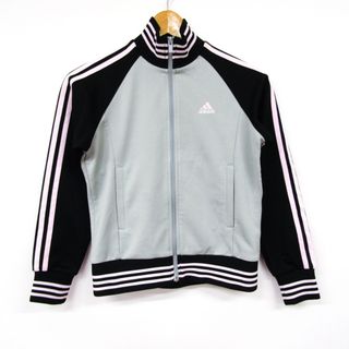 アディダス(adidas)のアディダス ジップアップジャージ トラックジャケット クライマ365 キッズ 女の子用 140サイズ グレー×ブラック adidas(Tシャツ/カットソー)