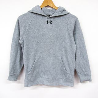 アンダーアーマー 長袖パーカー スウェット スエット ワンポイントロゴ キッズ 男の子用 YXSサイズ グレー UNDER ARMOUR(Tシャツ/カットソー)