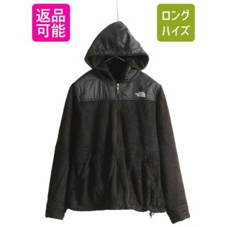 ザノースフェイス(THE NORTH FACE)のUS企画 ノースフェイス フリース パーカー ジャケット レディース M The North face フード ブルゾン 毛長 パイル ジャンパー ナイロン 黒(ブルゾン)