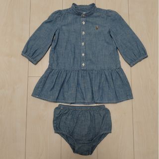 ラルフローレン(Ralph Lauren)の「Ralph Lauren 」デニムワンピース(パンツ付)12M(80size)(ワンピース)