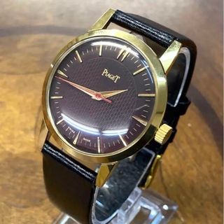 PIAGET - ピアジェ　ビンテージ　ブラックダイヤル　赤秒針　手巻きメンズ腕時計　稼働品