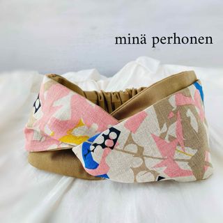 ミナペルホネン(mina perhonen)の新作☁︎クロスヘアバンド☁︎ミナペルホネン☁︎スプラッシュ☁︎ピンク×裏に無地(ヘアアクセサリー)