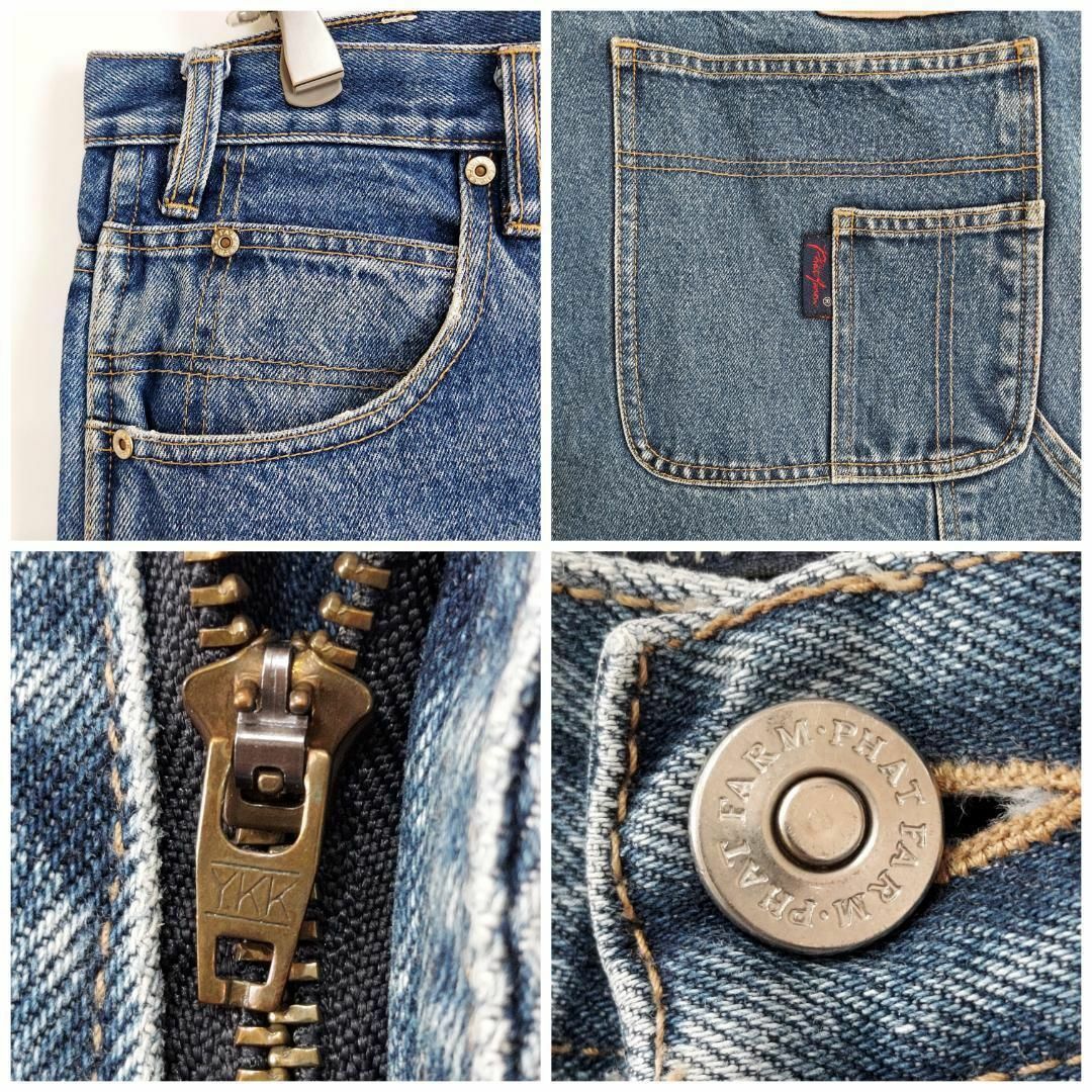 PHATFARM(ファットファーム)のファットファーム ペインターデニム ロゴパッチ 青ブルー W36 ワイドボトム メンズのパンツ(デニム/ジーンズ)の商品写真