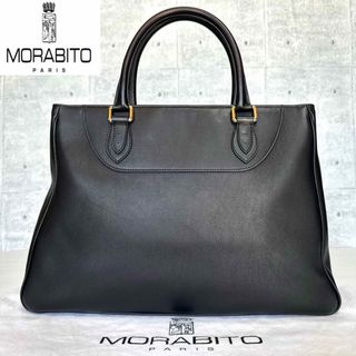 モラビト(MORABITO)の【美品】MORABITO BLACK カーフレザー シルバー金具A4ハンドバッグ(ハンドバッグ)