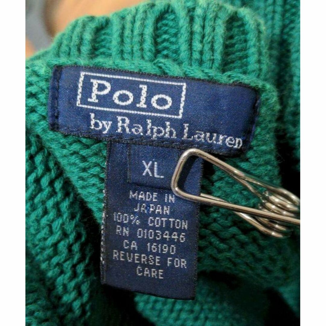 POLO RALPH LAUREN(ポロラルフローレン)のPOLO Ralph Lauren ラルフローレン 綿ニット グリーン XL レディースのトップス(ニット/セーター)の商品写真