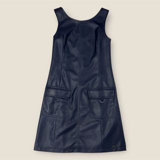 アルマーニエクスチェンジ(ARMANI EXCHANGE)のアルマーニエクスチェンジ★レディース★レザー ひざ丈ワンピース ネイビー XS(ひざ丈ワンピース)