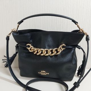 コーチ(COACH)のコーチ 2wayショルダーバッグ レザー ブラック ゴールド金具 CE555(ショルダーバッグ)