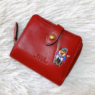 ポロラルフローレン(POLO RALPH LAUREN)の✨極美品✨ポロ ラルフローレン 2つ折り財布 ポロベア　スキー　レッド　レザー(財布)