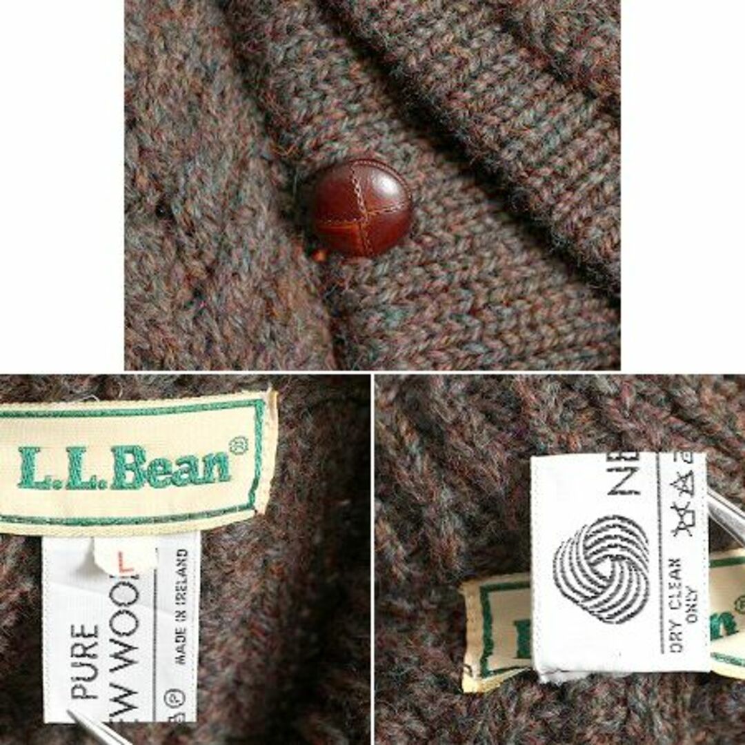 L.L.Bean(エルエルビーン)の80s アイルランド製 エルエルビーン ショールカラー フィッシャーマン ニット セーター メンズ L / ヴィンテージ LLビーン アラン ケーブル メンズのトップス(ニット/セーター)の商品写真