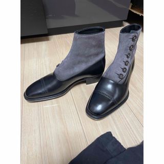 オーツカ(OTSUKA SHOE)の大塚製靴 M5-102 ボタンブーツ ブラック/グレー サイズ24.5 2E(ブーツ)